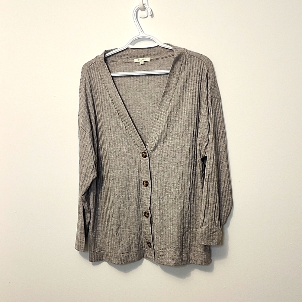 NWOT Z Supply grey ribbed slouchy drop shoulder button down loose sweater size S